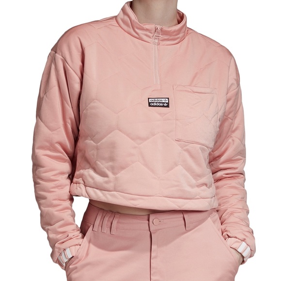Women’s Adidas Quilted Half Zip Up Cropped Sweater - Picture 2 of 8
